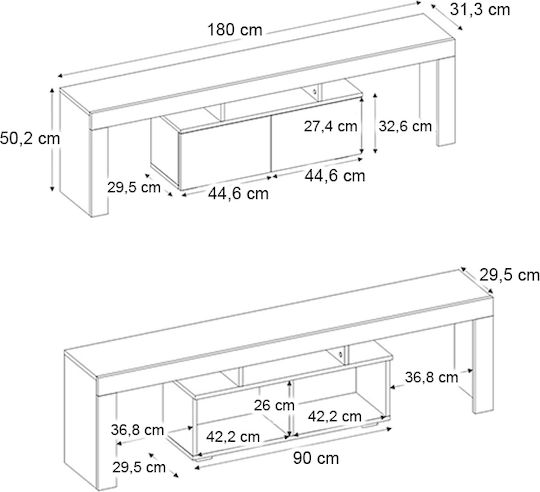 Έπιπλο Τηλεόρασης Woodra Μαύρο Μ180xΠ31.3xΥ50.2cm