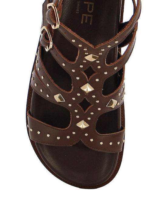 Damen Flache Sandalen Braun