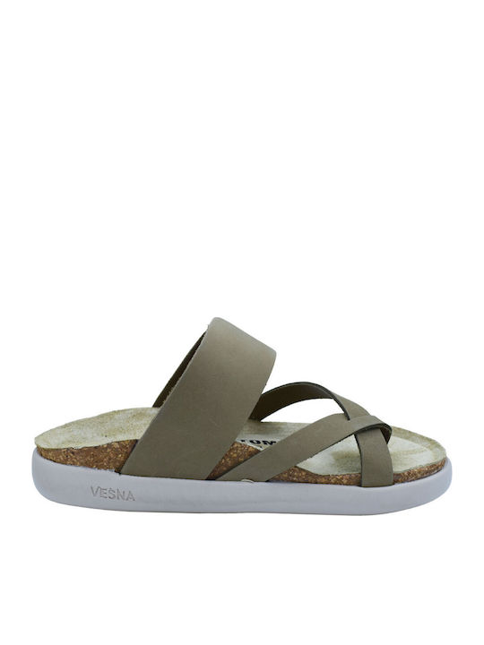 Leather Women's Anatomic Khaki Sandals 49173_6011_VE466_KHAKI