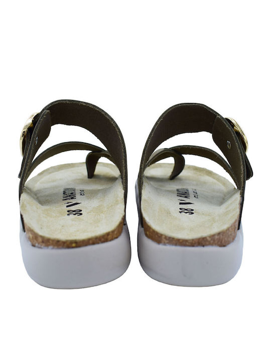 Leather Women's Anatomic Khaki Sandals 49173_6011_VE466_KHAKI