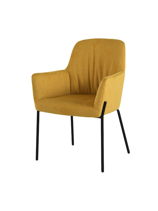 Hibiscus Dining Armchair With Fabric Upholstery Yellow 56x61x83cm