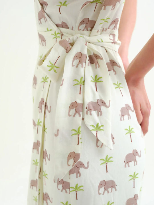 Summer Midi Wrap Dress Ecru