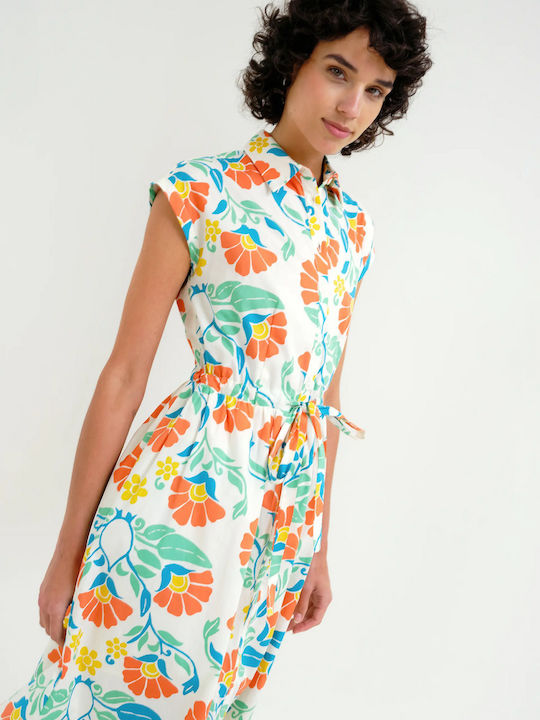 Summer Midi Shirt Dress Ecru