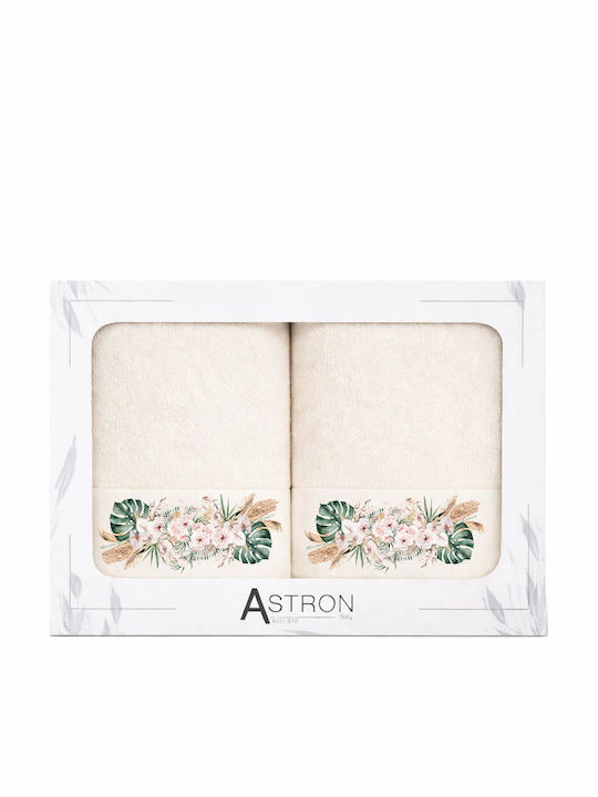 Astron Italy Πετσέτα Προσώπου Boho Ecru 2τμχ Βάρους 500gr/m²