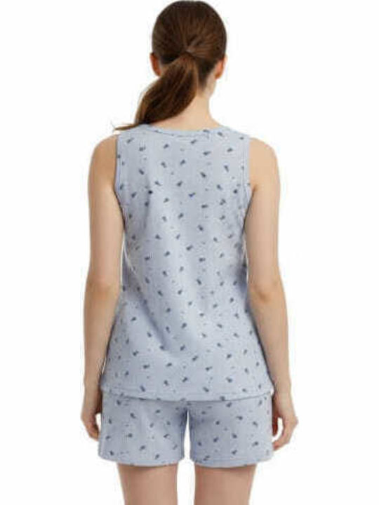 Prive Underwear Prive Underwear Damen Schlafanzug Set Baumwolle Hellblau Sommer