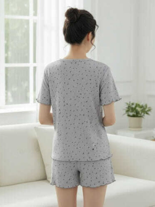 Prive Underwear Set Pijamale Dama De Vară Din Bumbac Gri