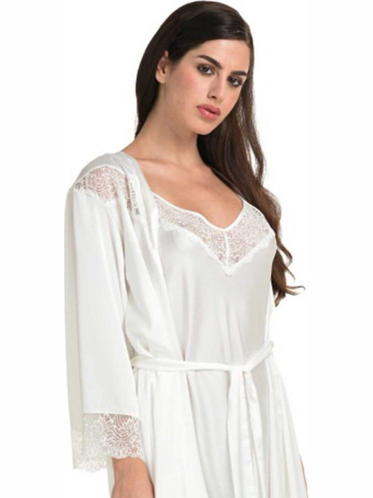 Primavera Summer Women's Robe Ecru