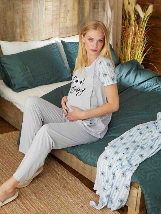 PijaMood Καλοκαιρινό Γυναικείο Σετ Πιτζάμας Γαλάζιο