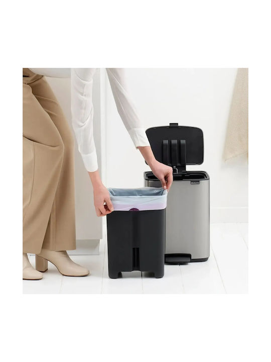 Brabantia Bo Pedal Waste Bin Made of Stainless Steel with Grey Pedal 12lt