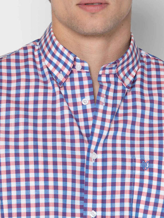 Long Sleeve Cotton Shirt in Regular Fit Checked Red 3AACH8654 B240RD