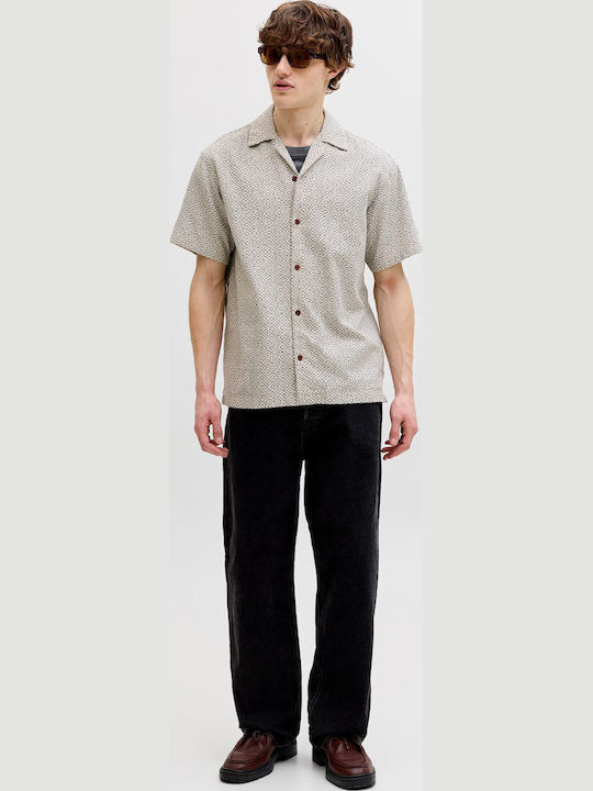 Short Sleeve Cotton Shirt Beige