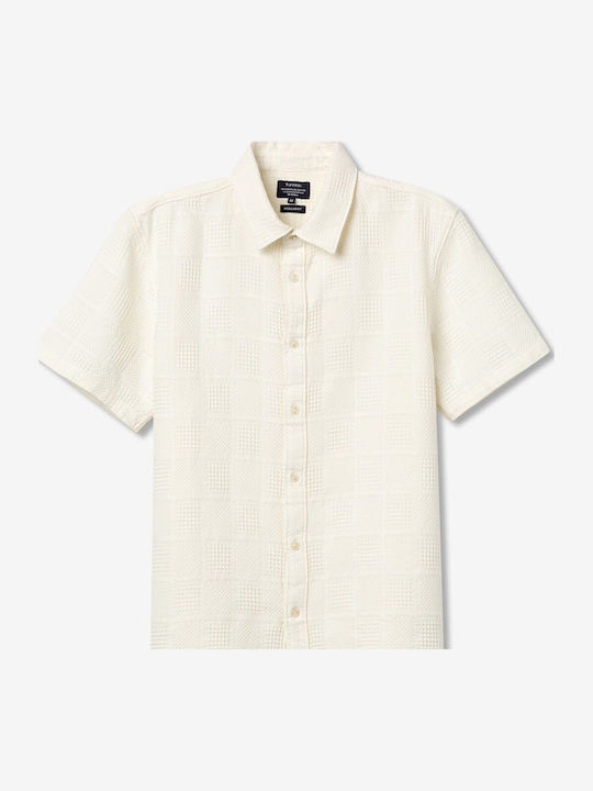 Short Sleeve Cotton Shirt In Regular Fit Beige