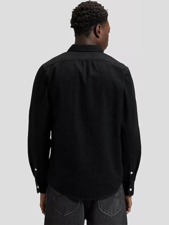 Long Sleeve Denim Shirt in Regular Fit Black