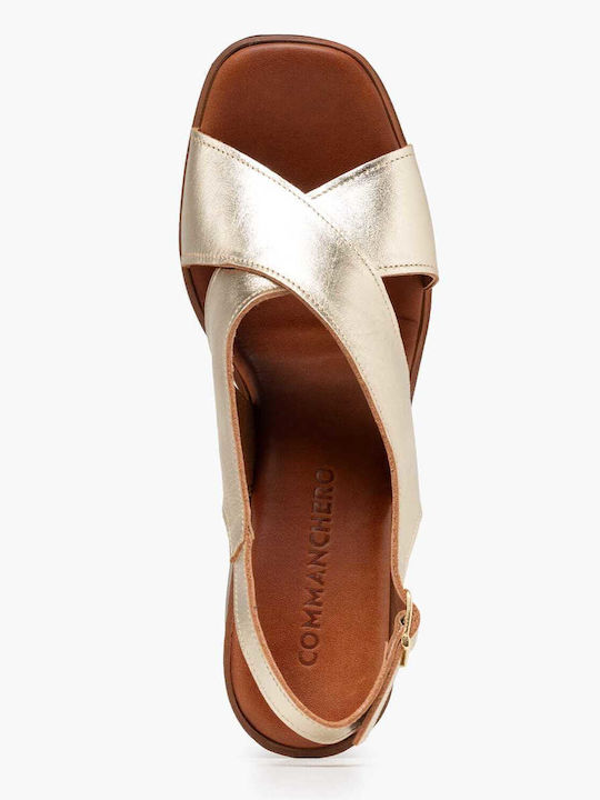 Damen Sandalen Aus Leder Gold