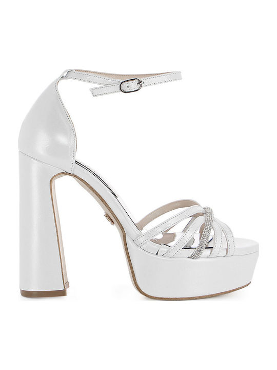 Damen Sandalen Weiß Leder