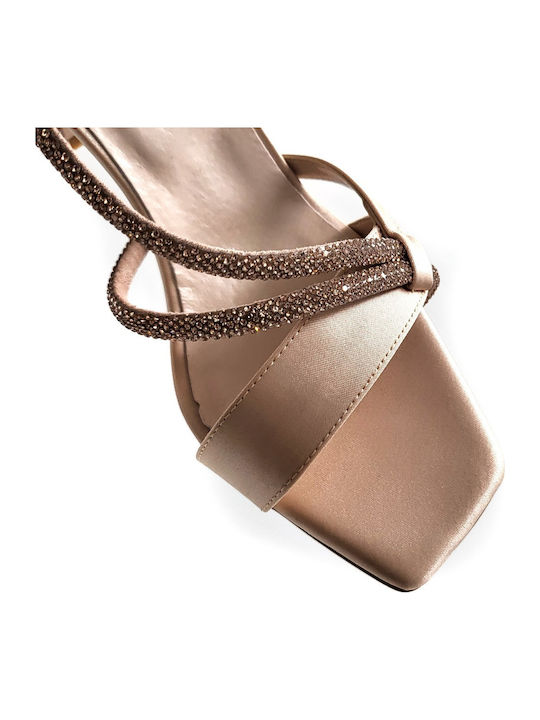 Fabric Sandals with Strass Pink 7705 Nude