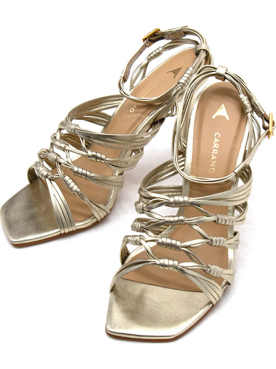 Damen Sandalen Aus Leder Gold