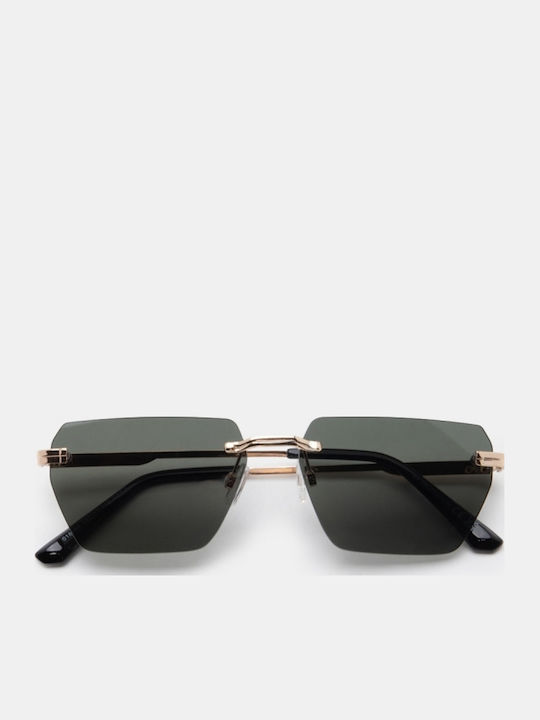 Luigi Ochelari De Soare Unisex Cu Ramă Metalică Auriu Și Lentile Verzi 4878331