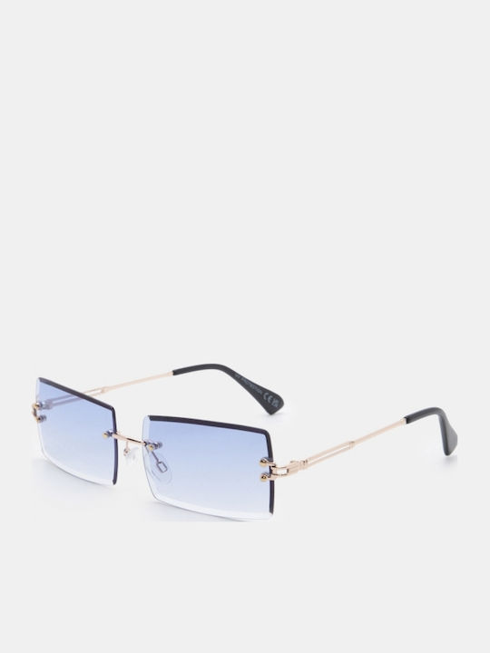 Luigi Unisex Sunglasses with Silver Metallic Frame and Light Blue Lens 4880130