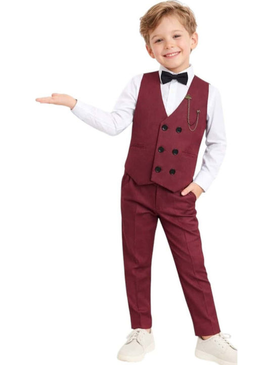 Kids Summer Suit 4 Pieces Burgundy