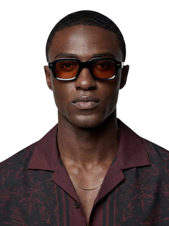 De Sunglasses Unisex Ochelari De Soare Cu Ramă Neagră Din Plastic Și Lentile Bej THEO25OAK-N