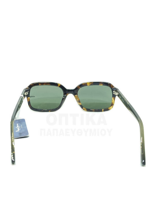 Pepe Jeans Pj7480 101 Unisex Sunglasses with Brown Horn-Rimmed Frame and Green Lens