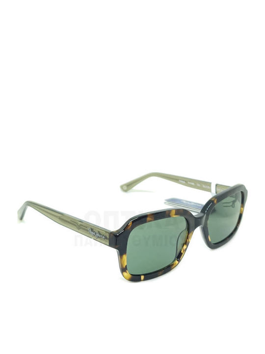 Pepe Jeans Pj7480 101 Unisex Sunglasses with Brown Horn-Rimmed Frame and Green Lens
