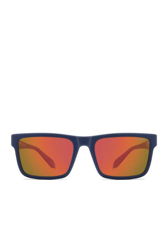 Polaroid Unisex Sunglasses With Blue Frame And Red Mirror Lens