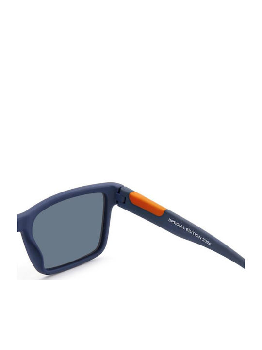 Polaroid Unisex Sunglasses With Blue Frame And Red Mirror Lens