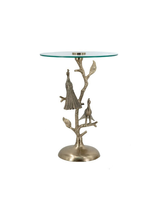 Round Side Table Noble Glass Gold M45xP45xH61cm