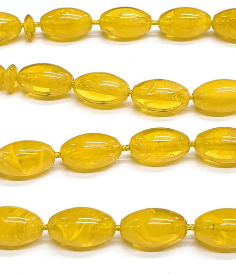 Roloi Komboloi Worry Beads with 33 Beads Made of Mastic Length 37cm Yellow
