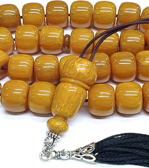 Roloi Komboloi Worry Beads with 33 Beads Made of Mastic Length 40cm Yellow