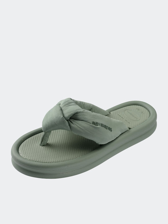 Over Puffed Up Flip Flops In Green Colour