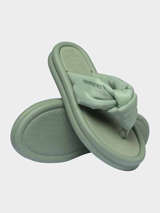 Over Puffed Up Flip Flops In Green Colour