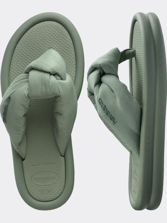 Over Puffed Up Flip Flops In Green Colour