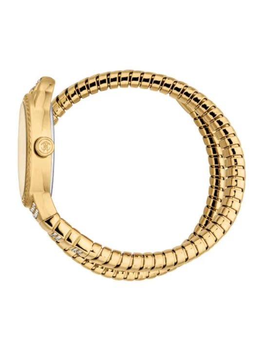 Roberto Cavalli Snake Womens Battery Watch with Gold Metal Bracelet