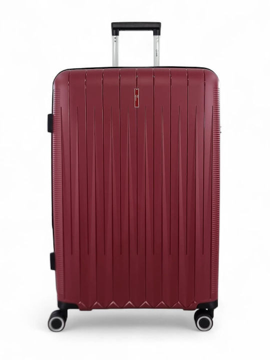 Rain Large Hard Burgundy Suitcase With 4 Wheels Height 75cm
