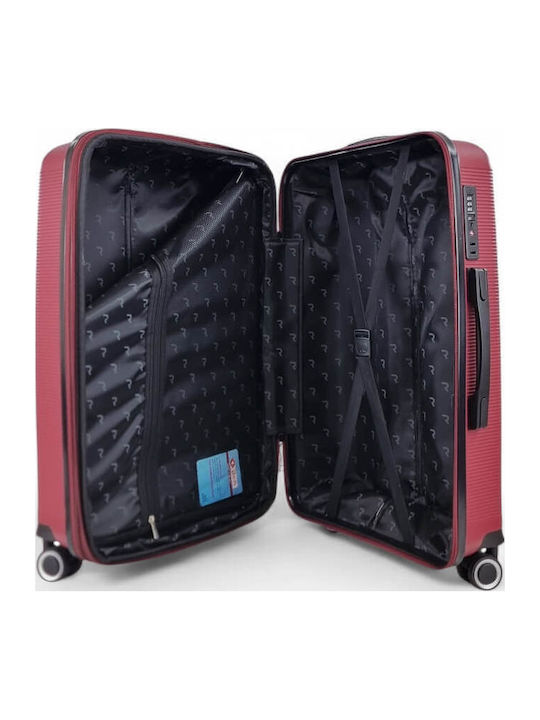 Rain Large Hard Burgundy Suitcase With 4 Wheels Height 75cm