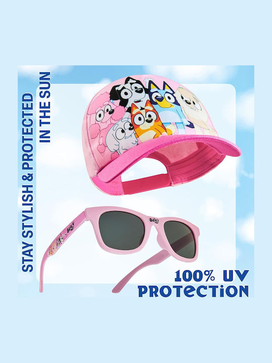 Bluey Kinderhut Jockey Stoff Sonnenschutz Rosa