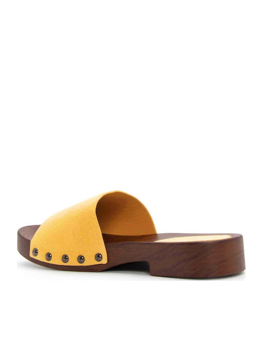 Mules With Heel In Blonde Colour