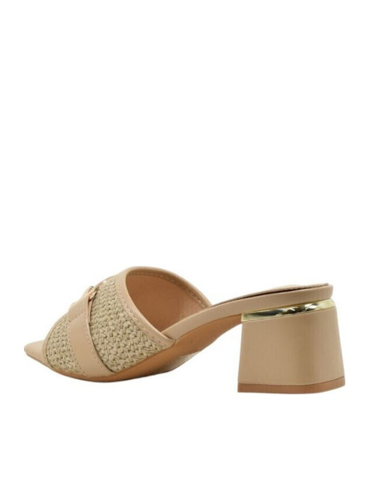 Mules With Heel in Pink Colour