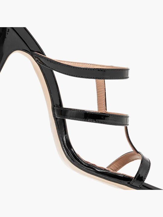 Mules From Patent Leather With High Heel In Black Colour