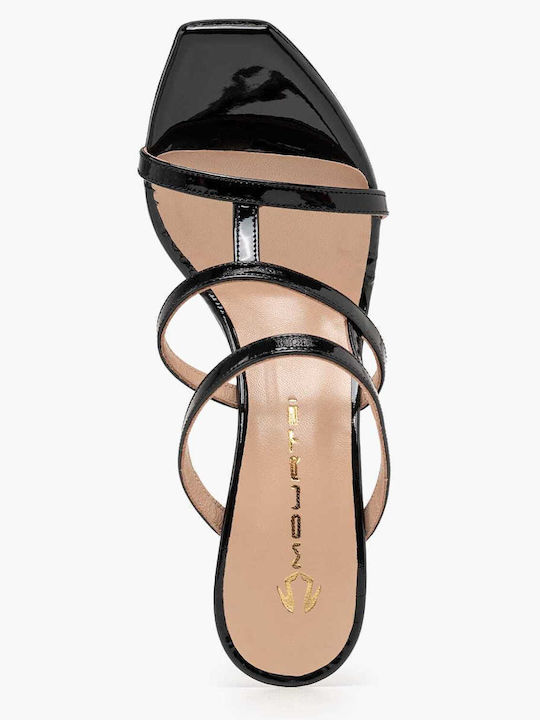 Mules From Patent Leather With High Heel In Black Colour