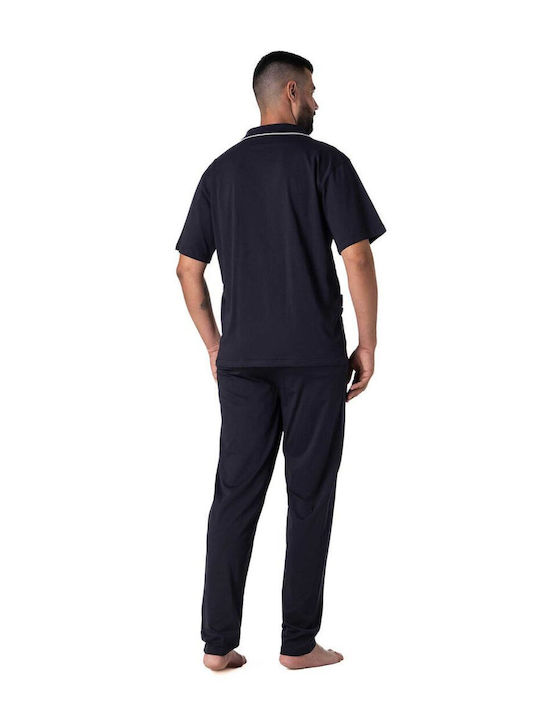Relax Anatomic Καλοκαιρινό Ανδρικό Παντελόνι Πιτζάμας Βαμβακερό Μπλε