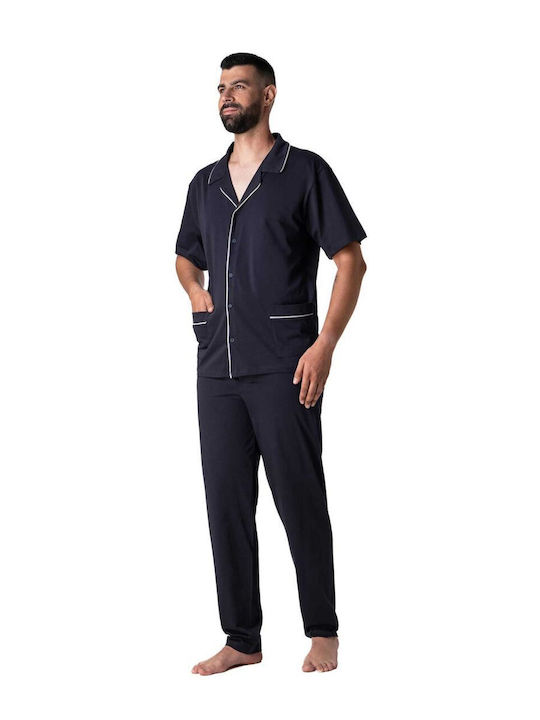 Relax Anatomic Καλοκαιρινό Ανδρικό Παντελόνι Πιτζάμας Βαμβακερό Μπλε