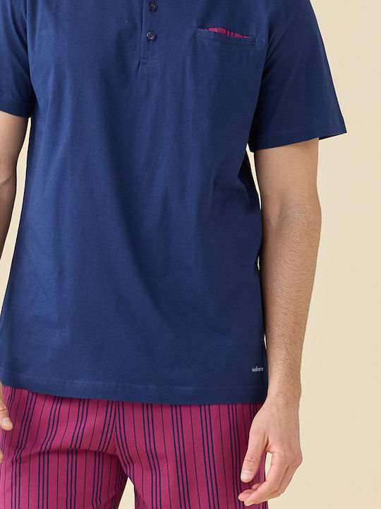 Noidinotte Sommer Herrenpyjama Baumwollene Blaue