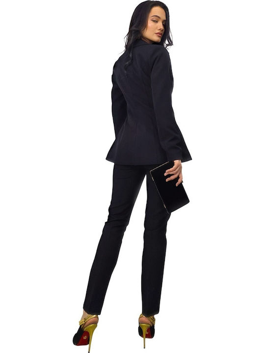 Pantaloni Dama Negri Costum În Linie Tapered
