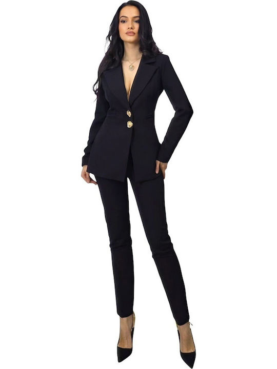 Pantaloni Dama Negri Costum În Linie Tapered