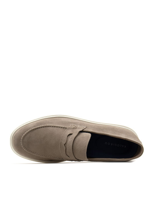 Suede Men's Loafers in Gray Colour