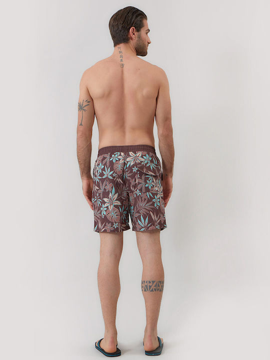 Aloha Men's Swimwear Bermuda Brown Floral 1065540006-Brown